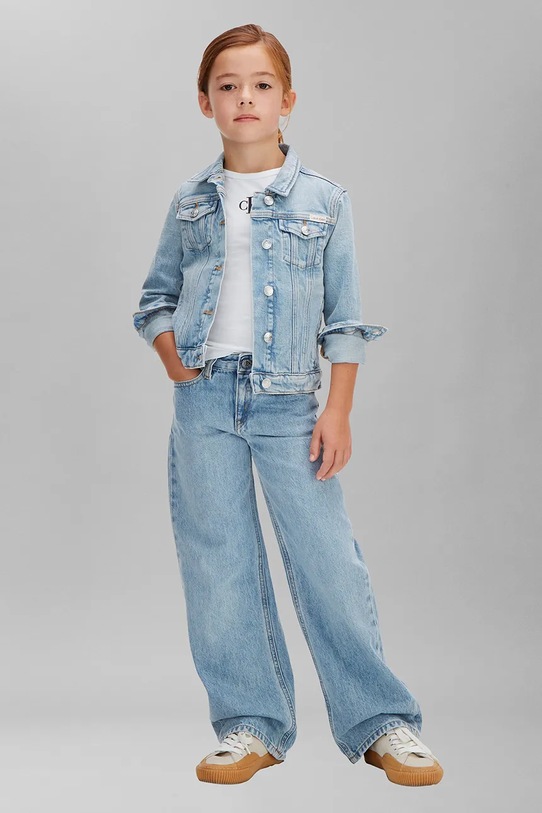 Fete Calvin Klein Jeans blugi wide leg pentru copii LVCKSJC02G.128.176.PPY2 albastru