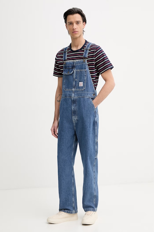 Rifľové nohavice na traky Levi's LOOSE OVERALLS x WORKWEAR 0057W modrá SS26