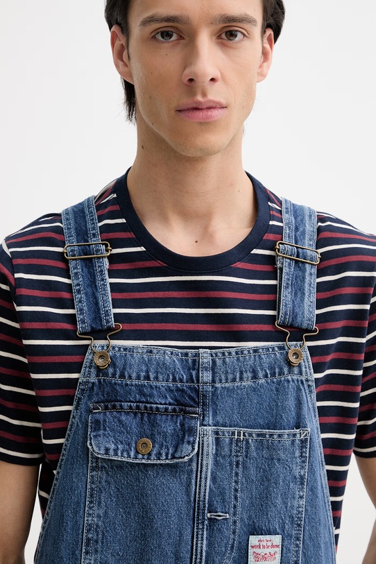 Rifľové nohavice na traky Levi's LOOSE OVERALLS x WORKWEAR modrá 0057W