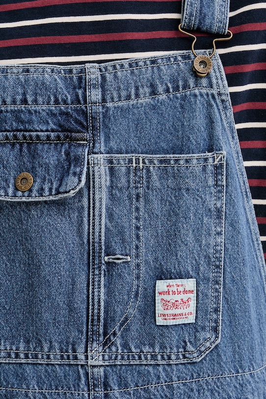 Rifľové nohavice na traky Levi's LOOSE OVERALLS x WORKWEAR 0057W modrá
