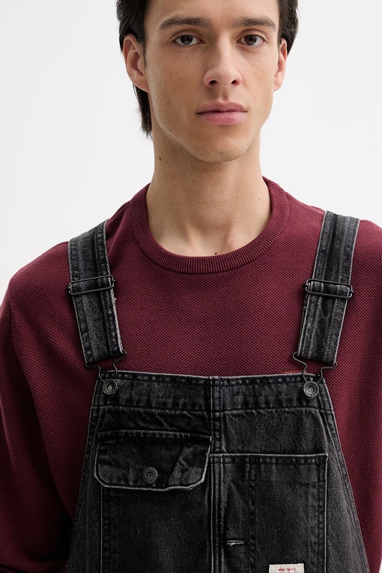 Rifľové nohavice na traky Levi's LOOSE OVERALLS x WORKWEAR čierna 0057W