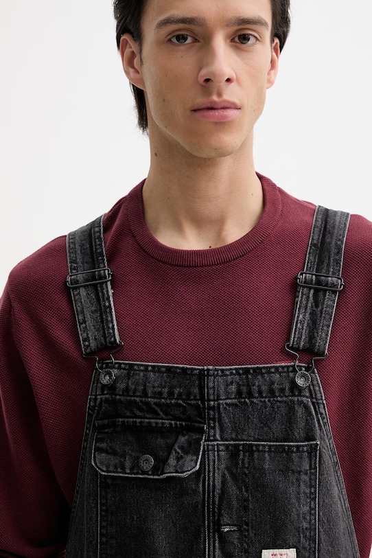 Rifľové nohavice na traky Levi's LOOSE OVERALLS x WORKWEAR čierna 0057W