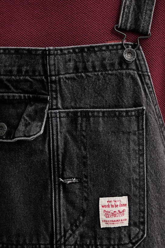 Rifľové nohavice na traky Levi's LOOSE OVERALLS x WORKWEAR 0057W čierna