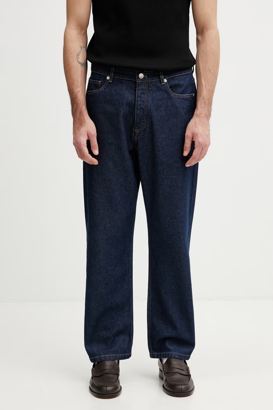 Maison Kitsuné jeansy straight męskie granatowy QM01101WD4026