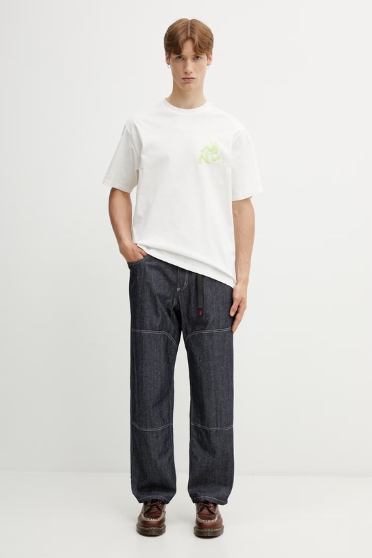 Gramicci JAPANESE CHAMBRAY DOUBLE KNEE jeansy luźne męskie G6SM.P015. granatowy