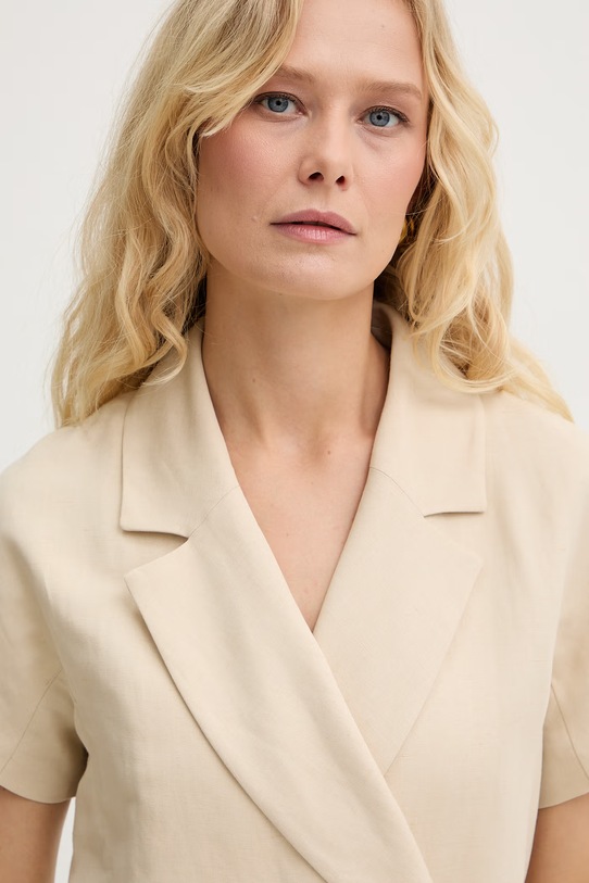 Weekend Max Mara Комбінезон на запах жіночий з льоном OBLATO бежевий 2615241012600