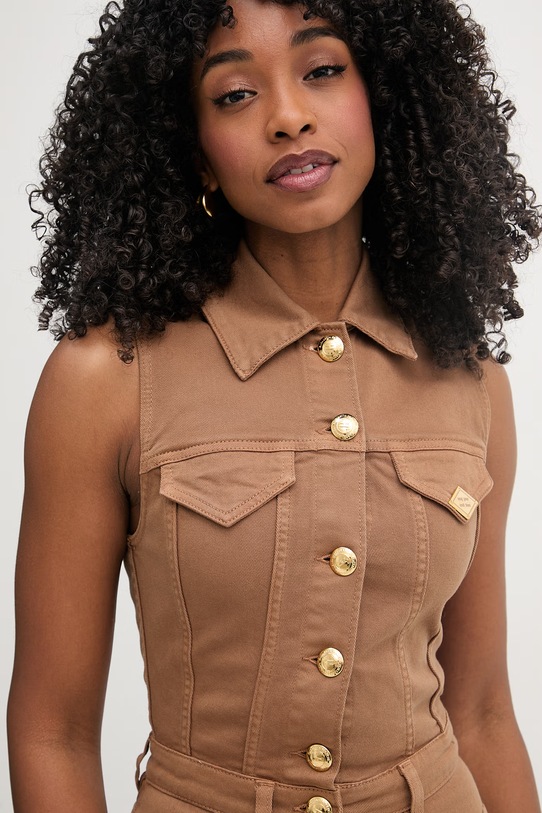 Odzież Elisabetta Franchi kombinezon damski bawełniany TJ45N61E2 brązowy