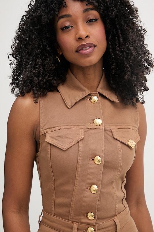 Odzież Elisabetta Franchi kombinezon damski bawełniany TJ45N61E2 brązowy