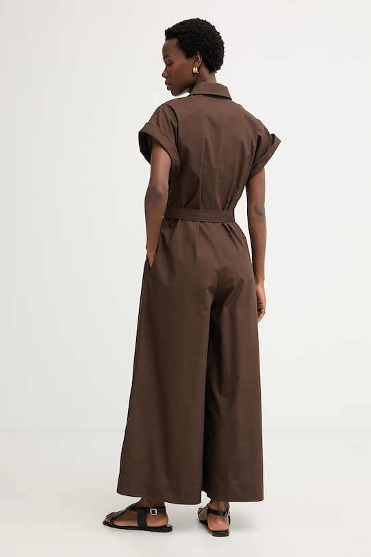Odzież Simona Corsellini kombinezon damski bawełniany P26CPTUC0101 brązowy