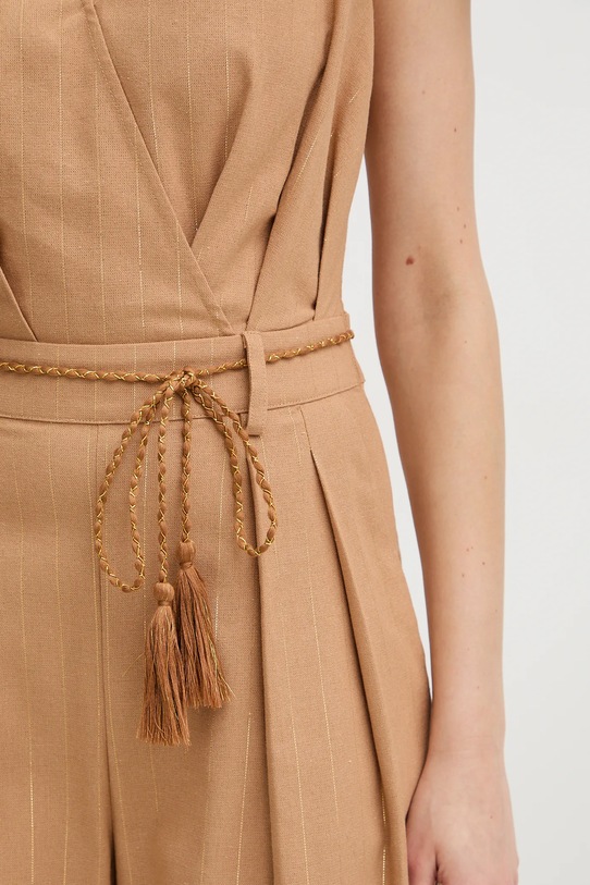 Twinset kombinezon z domieszką lnu 261LB2QDD brązowy