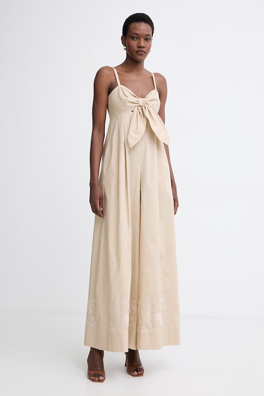 Twinset kombinezon ženski bombažni z elastanom bež 261AT2044