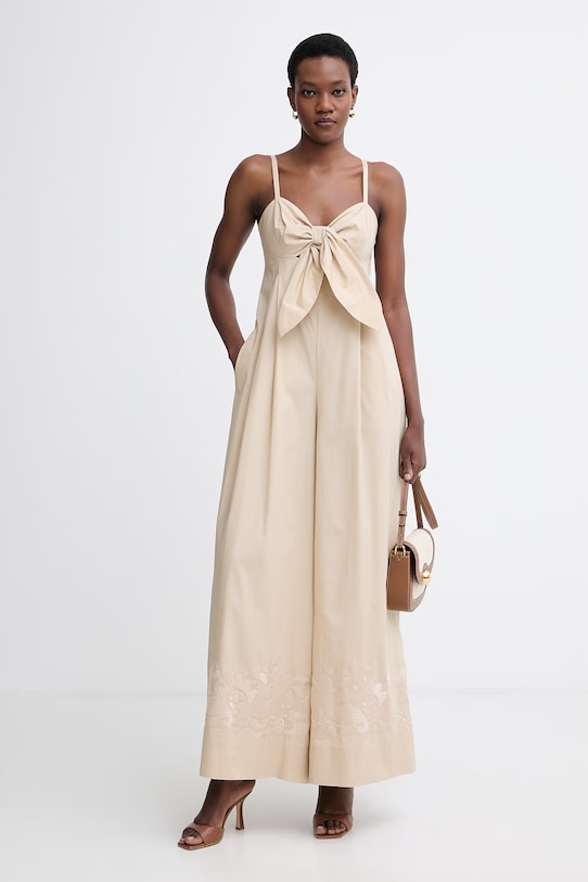 Twinset kombinezon ženski bombažni z elastanom 261AT2044 bež SS26