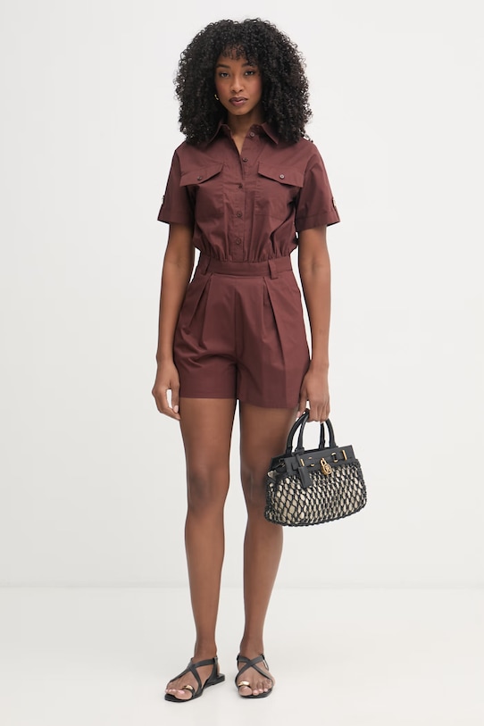 Patrizia Pepe kombinezon damski bawełniany 2T0095.A9B9 brązowy SS26