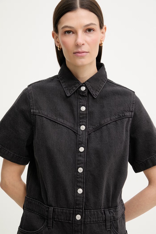 Levi's sukienka jeansowa SS LOGAN WESTERN czarny 005I6