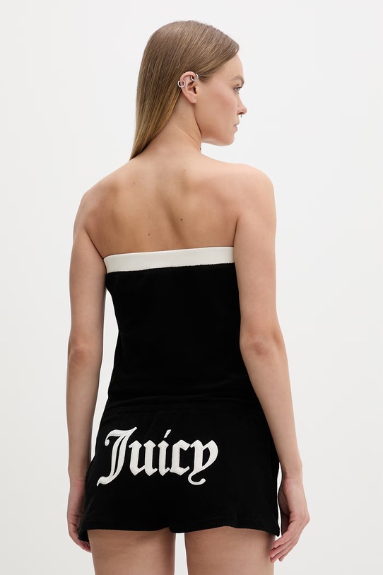 Ρούχα Juicy Couture ολόσωμη φόρμα χωρίς μανίκια γυναικεία APPLIQUE ROMPER JCWFP126316 μαύρο