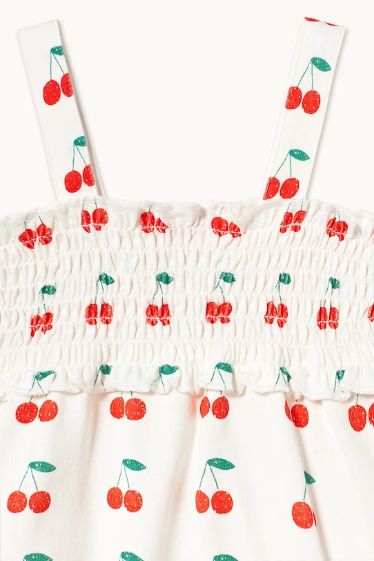 Dziewczynka Tinycottons rampers bawełniany niemowlęcy CHERRIES ONE-PIECE SS26.021 biały