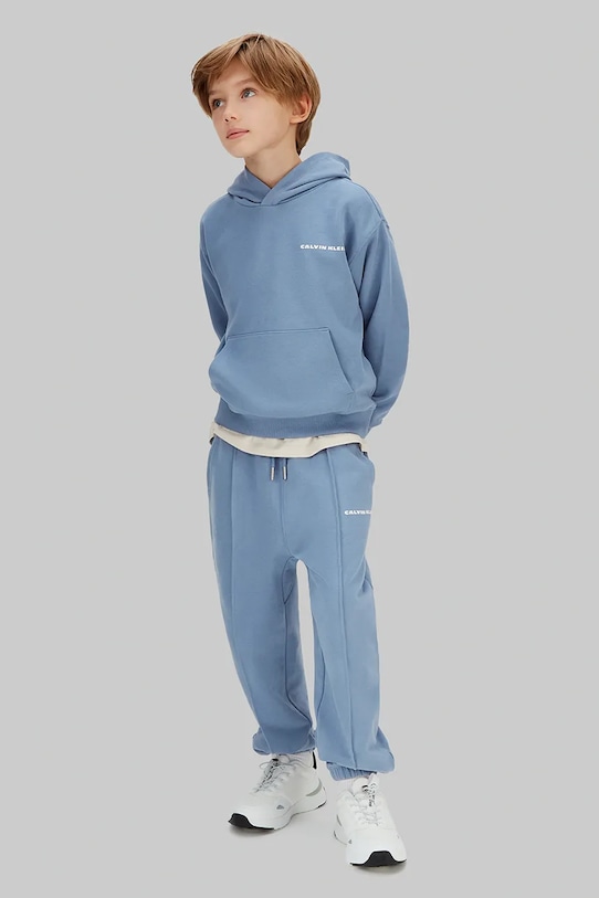 Calvin Klein Jeans spodnie dresowe bawełniane dziecięce bawełna niebieski IB0IB02605.128.176.PPY2