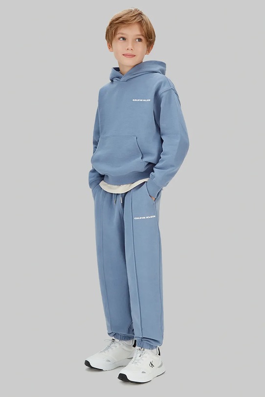 Calvin Klein Jeans spodnie dresowe bawełniane dziecięce niebieski IB0IB02605.128.176.PPY2