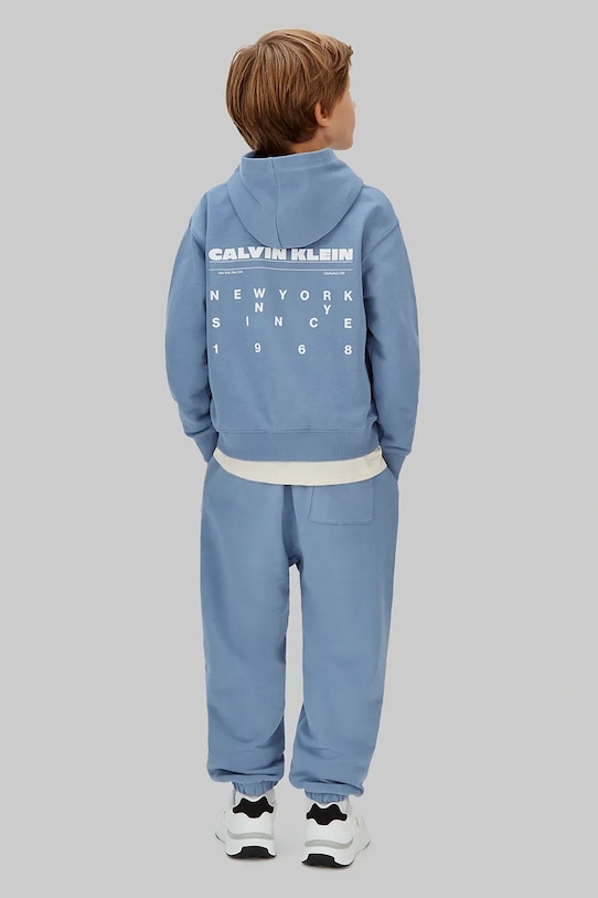 Calvin Klein Jeans spodnie dresowe bawełniane dziecięce IB0IB02605.128.176.PPY2 niebieski