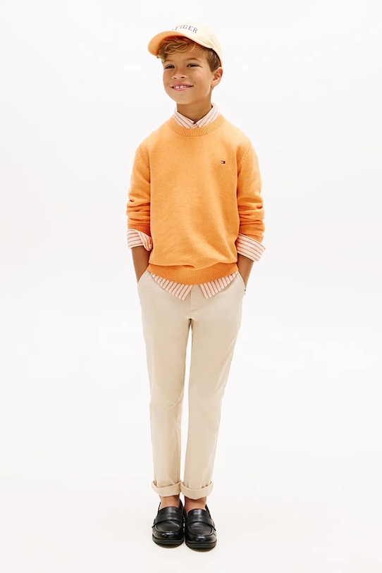 Chłopiec Tommy Hilfiger spodnie chinos męskie bawełniane KB0KB09638.128.176.PPY2 beżowy