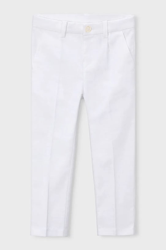 Mayoral spodnie z domieszką lnu dziecięce tkanina biały 3574.5B.Mini.PPY2