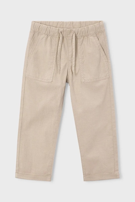 Mayoral spodnie z dodatkiem lnu dziecięce z elastanem beżowy 3575.5C.Mini.PPY2