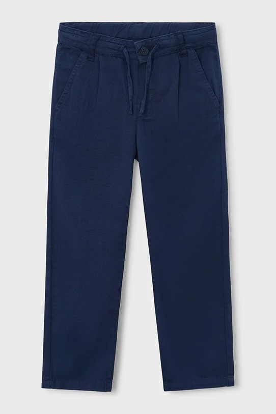Mayoral spodnie dziecięce z dodatkiem lnu tkanina granatowy 3576.5C.Mini.PPY2