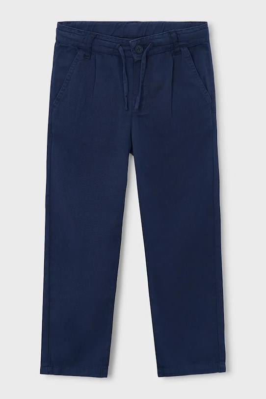 Mayoral spodnie dziecięce z dodatkiem lnu tkanina granatowy 3576.5C.Mini.PPY2