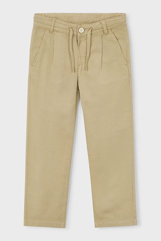 Mayoral spodnie dziecięce z dodatkiem lnu tkanina beżowy 3576.5C.Mini.PPY2
