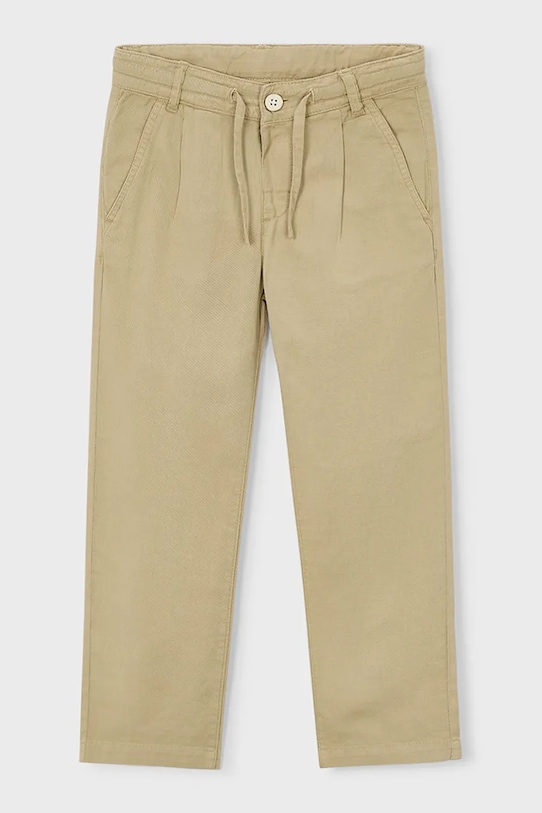 Mayoral spodnie dziecięce z dodatkiem lnu tkanina beżowy 3576.5C.Mini.PPY2