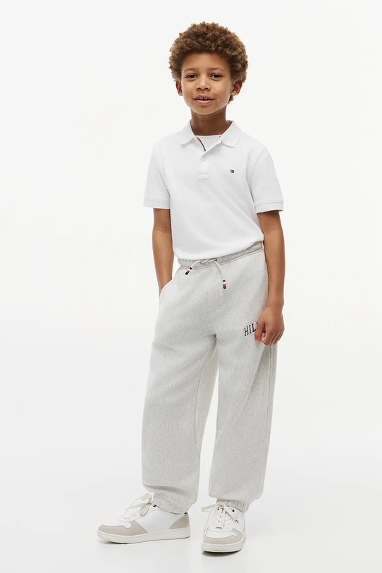 Tommy Hilfiger spodnie joggery dziecięce z bawełną szary KB0KB10254.128.176.PPY2