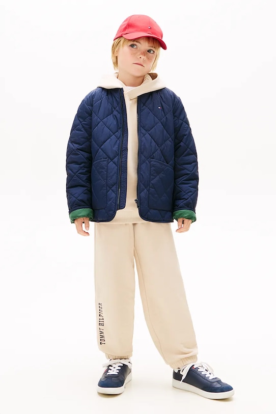 Chłopiec Tommy Hilfiger spodnie joggery dziecięce KB0KB10306.128.176.PPY2 beżowy