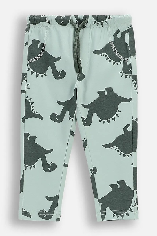 Бебешки памучен спортен панталон Coccodrillo еластичен тюркоазен WC6122101HBN