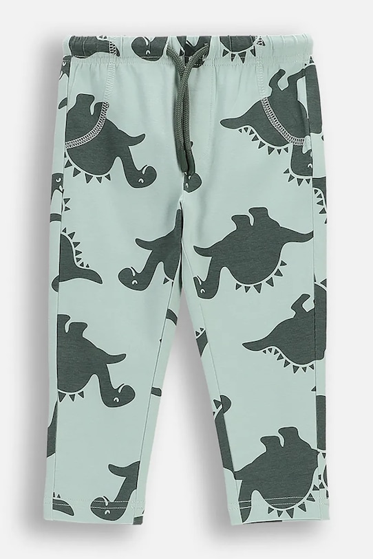 Бебешки памучен спортен панталон Coccodrillo еластичен тюркоазен WC6122101HBN