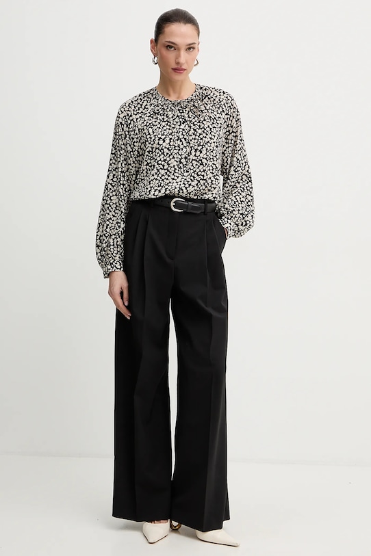 Weekend Max Mara spodnie z domieszką wełny ASTA 2615131061600 czarny SS26