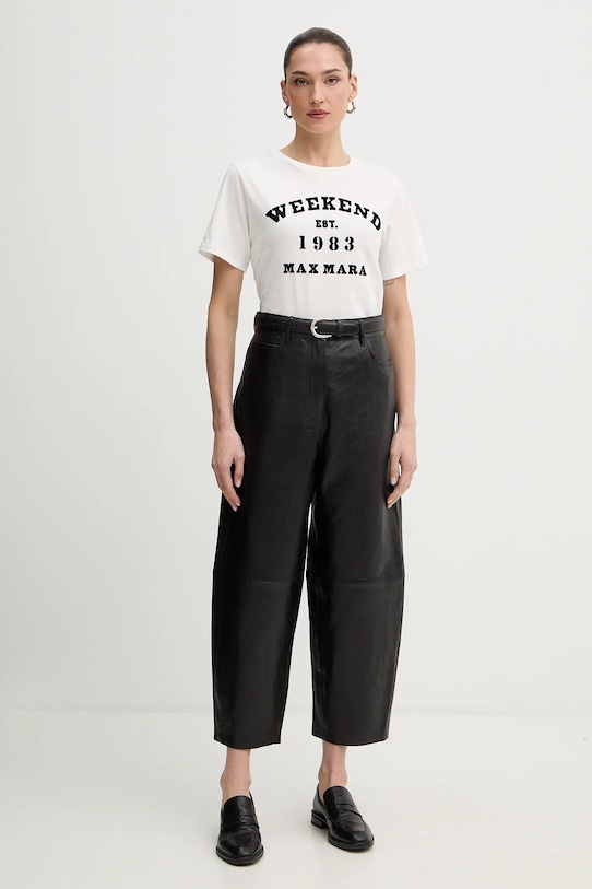 Weekend Max Mara spodnie skórzane PAGANO 2615431011600 czarny SS26