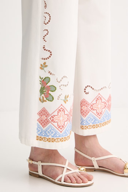 Weekend Max Mara jeansy wide leg damskie ADUNCO beżowy 2615131012600