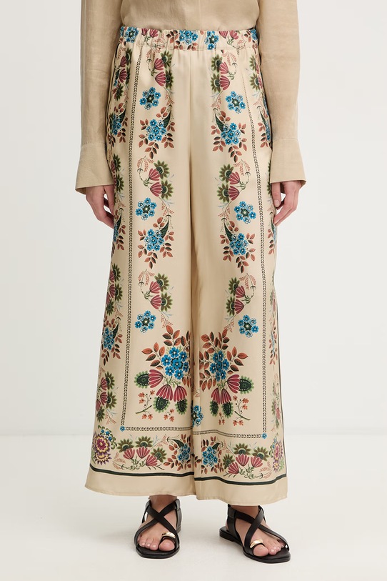 Weekend Max Mara spodnie damskie jedwabne SNACK beżowy 2615131032600