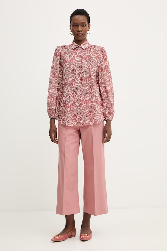 Hlače z dodatkom lanu Weekend Max Mara ZIRCONE 2615131052600 roza SS26