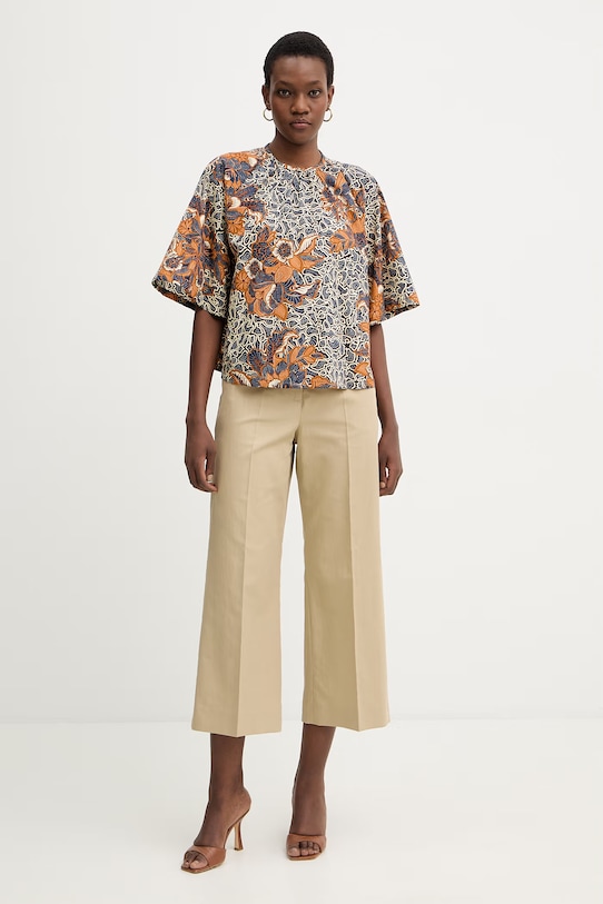 Nohavice s prímesou ľanu Weekend Max Mara ZIRCONE 2615131052600 béžová SS26