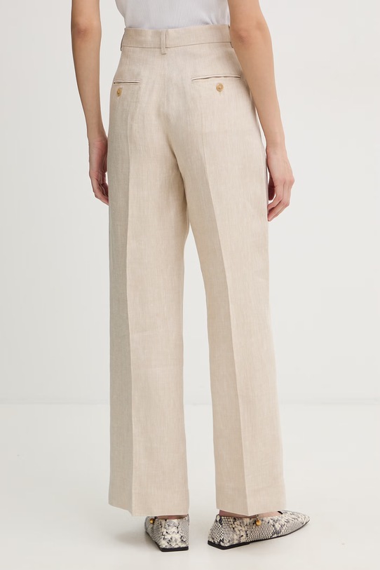 Odzież Weekend Max Mara spodnie damskie lniane MALIZIA 2615131112600 beżowy