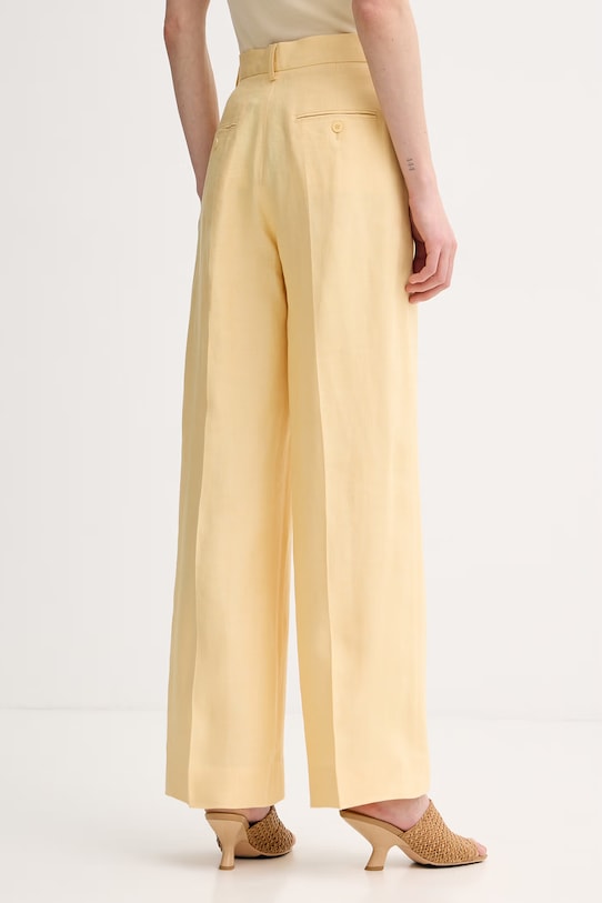 Odzież Weekend Max Mara spodnie damskie lniane MALIZIA 2615131112600 żółty