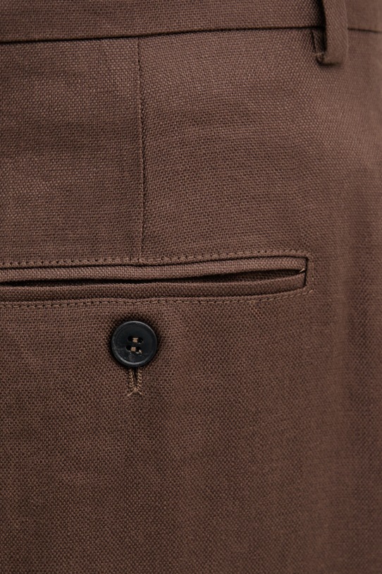 Weekend Max Mara spodnie damskie lniane MALIZIA brązowy 2615131112600