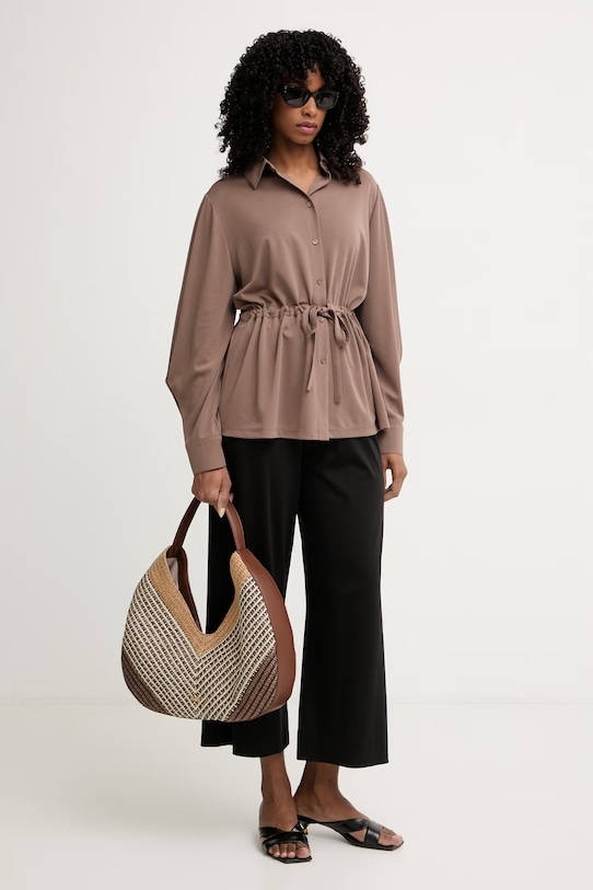 Weekend Max Mara hlače za žene s lanom MODICO 2615781012600 crna SS26