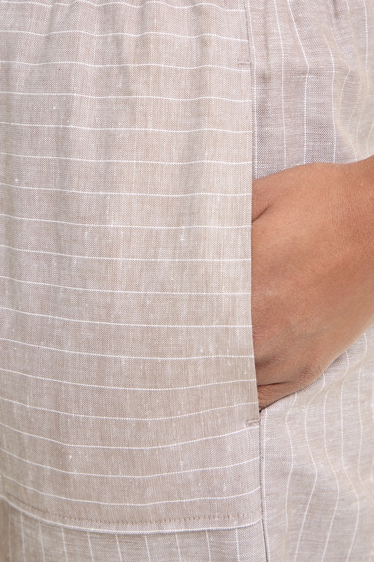 MM by Max Mara spodnie damskie z lnem FAUNA brązowy 2616131018600