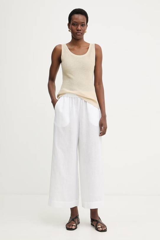 Льняные брюки MM by Max Mara CANNETI 2616131028600 белый SS26