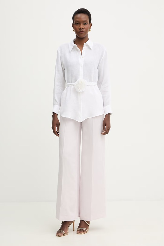 Λινό παντελόνι MM by Max Mara CANNETI 2616131028600 μπεζ SS26