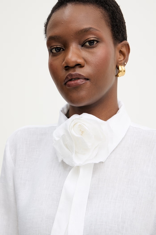 Ľanové nohavice MM by Max Mara CANNETI béžová 2616131028600