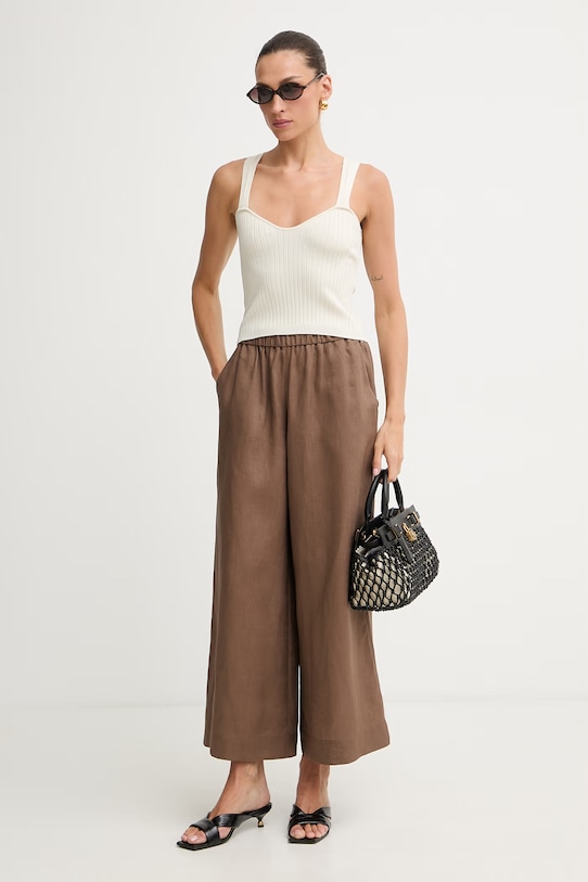 MM by Max Mara панталон дамски от лен CANNETI 2616131028600 кафяв SS26