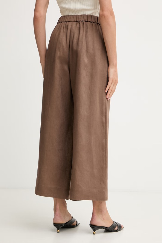 Дрехи MM by Max Mara панталон дамски от лен CANNETI 2616131028600 кафяв